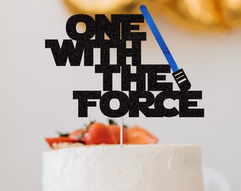 One with the force Birthday Cake Topper | Star Birthday Cake Topper | 1st birthday Cake Topper | One Lightsabers | The Child is One