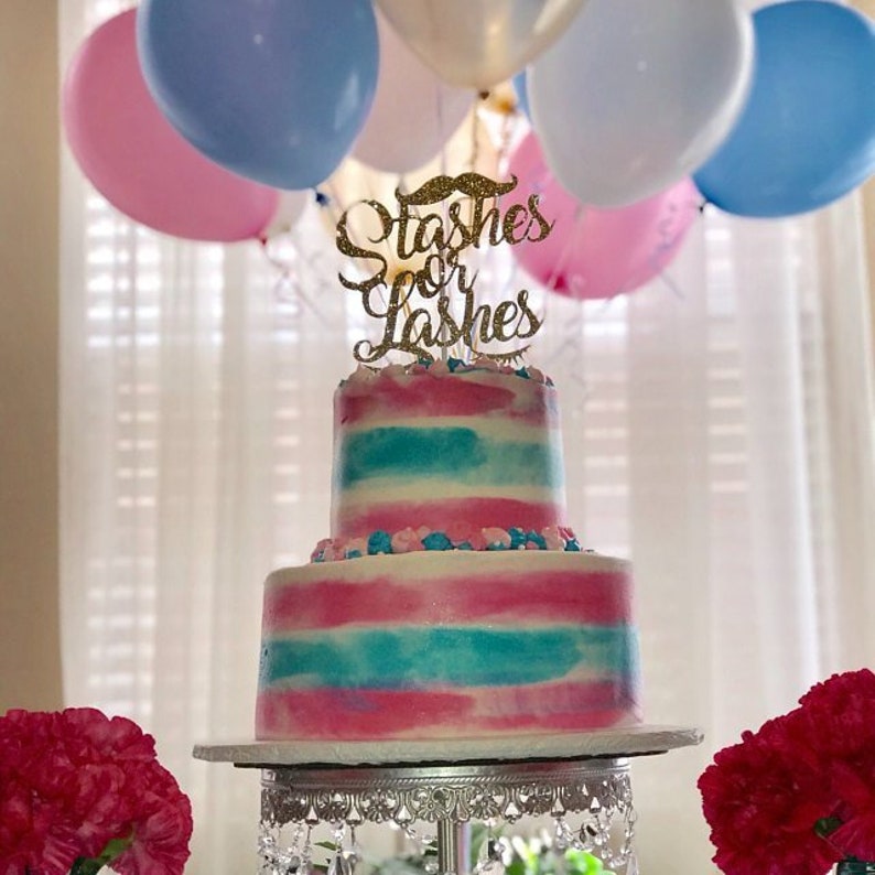 Stashes or Lashes Cake Topper Gender Reveal Cake Topper Etsy Singapore