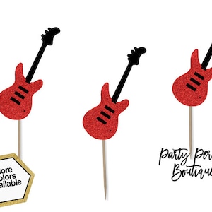 Guitar Cupcake Toppers | Rocker Birthday | Rock n Roll  Birthday | Cupcake Toppers