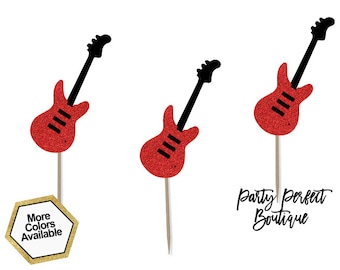 Guitar Cupcake Toppers | Rocker Birthday | Rock n Roll  Birthday | Cupcake Toppers