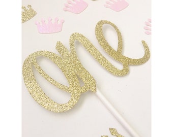 1st birthday cake topper, one cake topper, smash cake topper, 1 Cake Topper, Glitter Gold Cake Topper, cursive one cake topper, 1st birthday