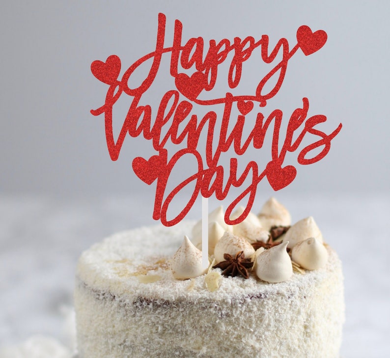 Happy Valentine's Day Cake Topper Valentines Day Be My Valentine XOXO image 1