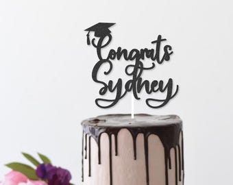 Personalized Graduation Cake Topper | Glitter Grad Party Decoration