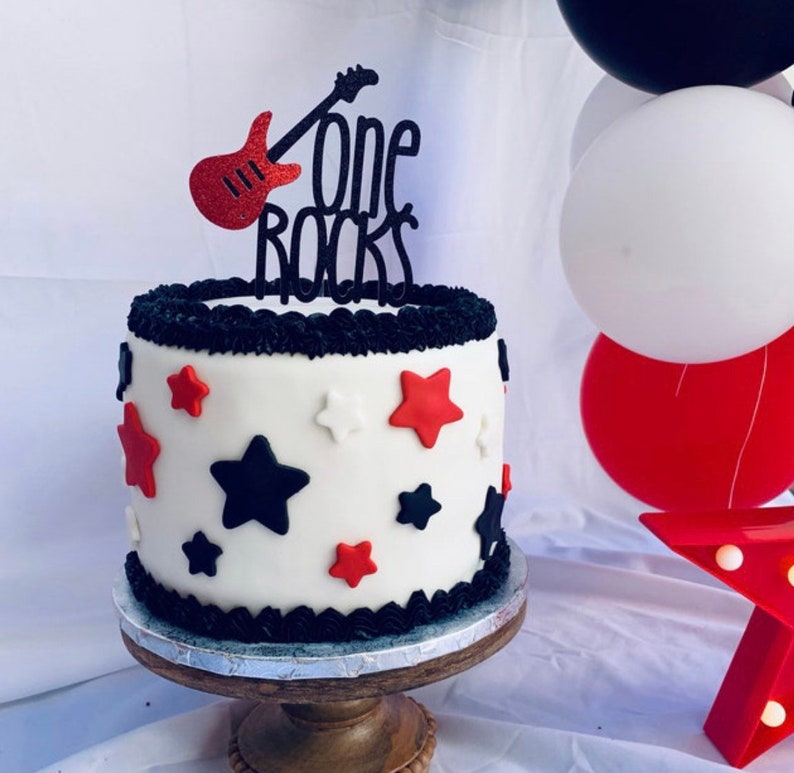 One Rocks Cake Topper Rock N Roll Cake Topper Guitar Cake - Etsy