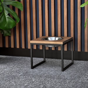 LARGE Single Elevated Dog Food Stand 26 cm Height BILAR Pet Feeder Feedeing Station Oakwood