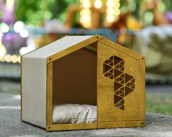 SEMI TRIANGLE Indoor HOUSE For Dogs And Cats – Luxury Pet Wooden Crate And Kennel