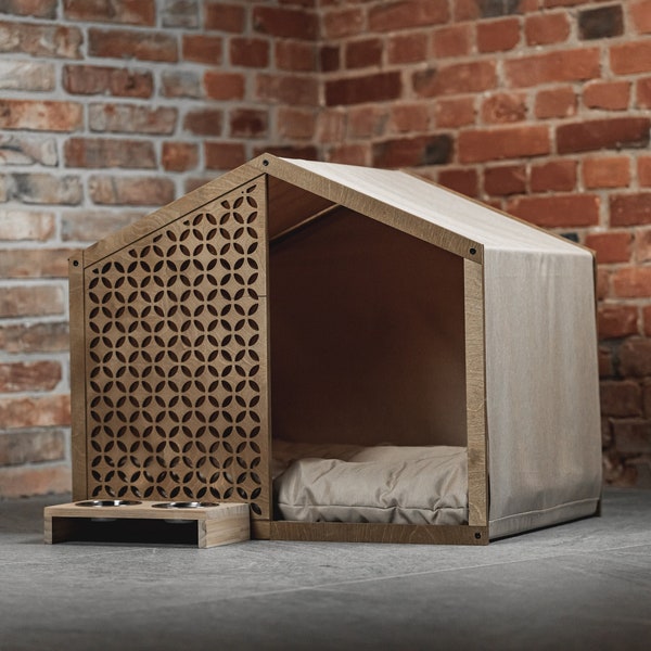 Dog house SEMI CIRCLE, Pet Crate, Kennel, Furniture, Indoor, Barrel, Wooden, Bed, Cat, Puppy, Lounge, Modern, Luxury