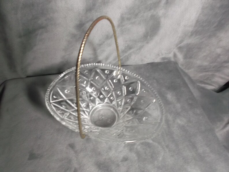 Vintage Avon Glass Basket With Metal Handle Etsy
