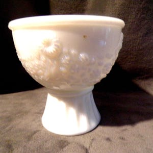 Vintage Avon Pedestal Footed Milk Glass Tea Light Candle Holder--Vase--Planter Dish