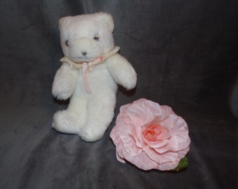 Vintage Avon Bearing Blossoms Plush Gift Collection Bear with Pink Flower Pin