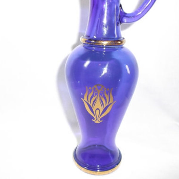 Vintage Avon Cobalt Blue Pitcher Decanter Bottle 1970's