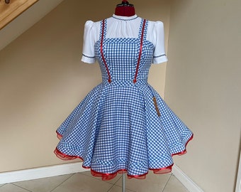 Blue  and White Gingham dress made to measure costume,