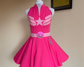 Pink Superhero Inspired Dress  Star Power Costume Hero Style Party Outfit Handmade Dress cosplay