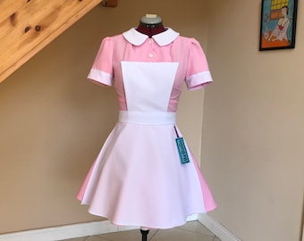 Fantasia de enfermeira, fantasia de empregada doméstica, vestido rosa para cosplay