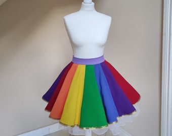 Rainbow skirt, colorful full circle rainbow skirt.