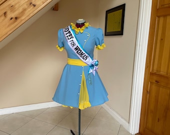 Blue Suffragette Dress, Vote for Woman, Edwardian Inspired Costume