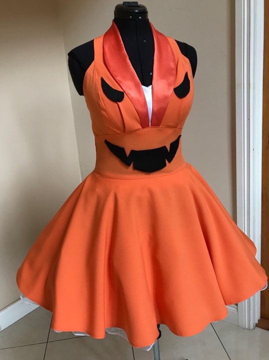 Pumpkin Print Pattern Dress