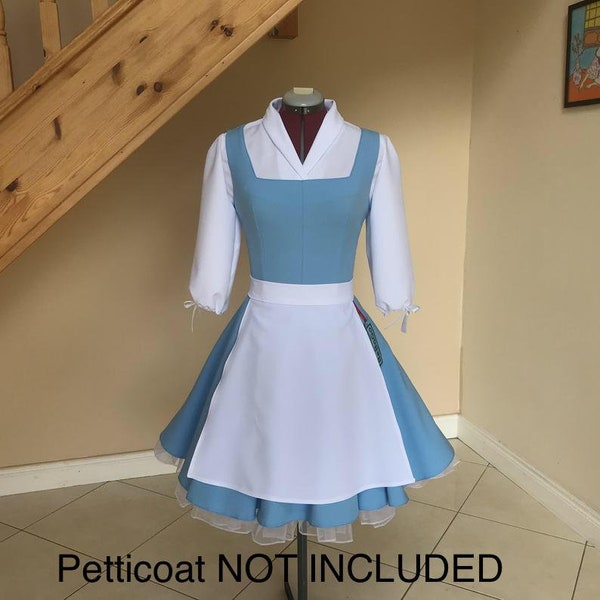 Cosplay costume,blue dress with apron ,classic village style dress.