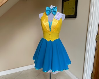 Fantasy Tea Party Dress – Blue and Yellow Costume with bow