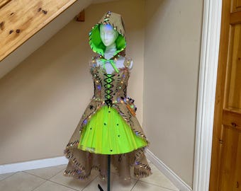 Burlap Halloween monster costume with led lights Bug filled Burlap Sack dress