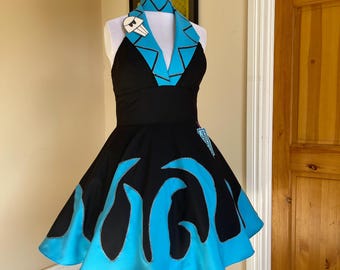 Hades halloween dress Greek Mythology Costume, Blue Flame  Dress