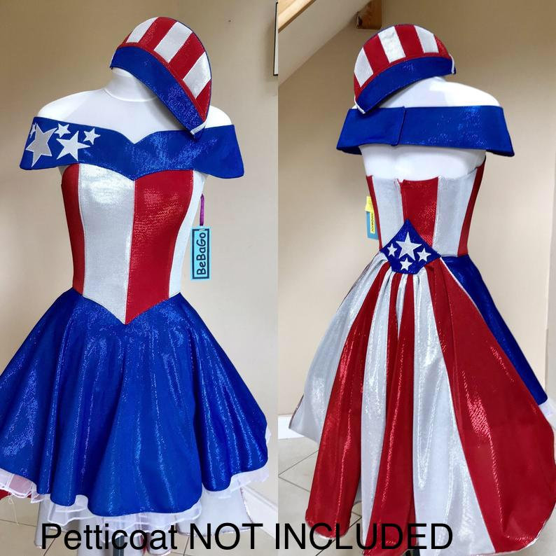 Patriotic dress,Pageant dress, Flag dress,USA princess American Flag Dress American National costume.