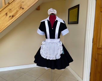 French maid classic costume, classic black & white maid outfit