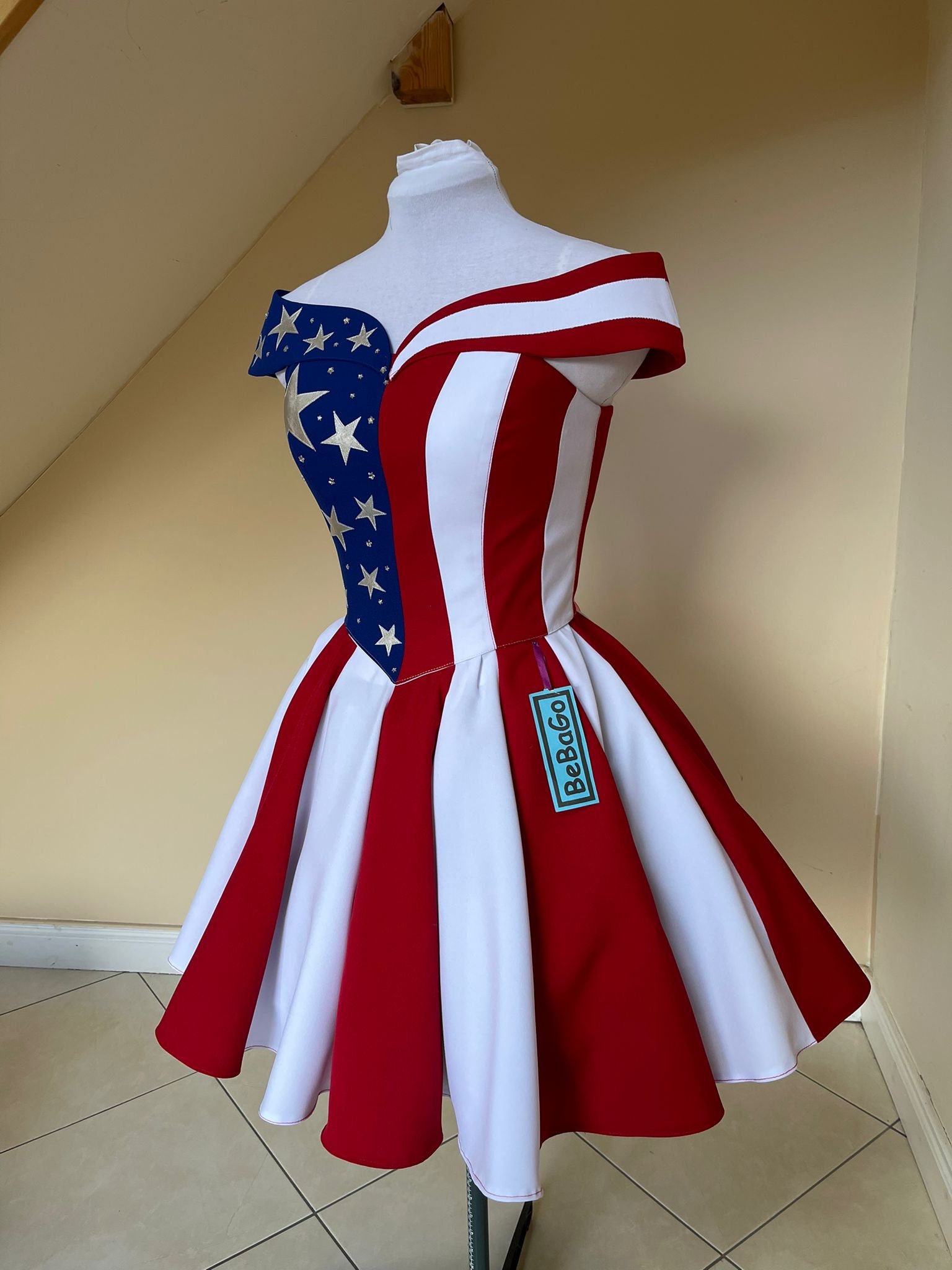 patriotic dress 4th of July costume pageant red White blue outfit