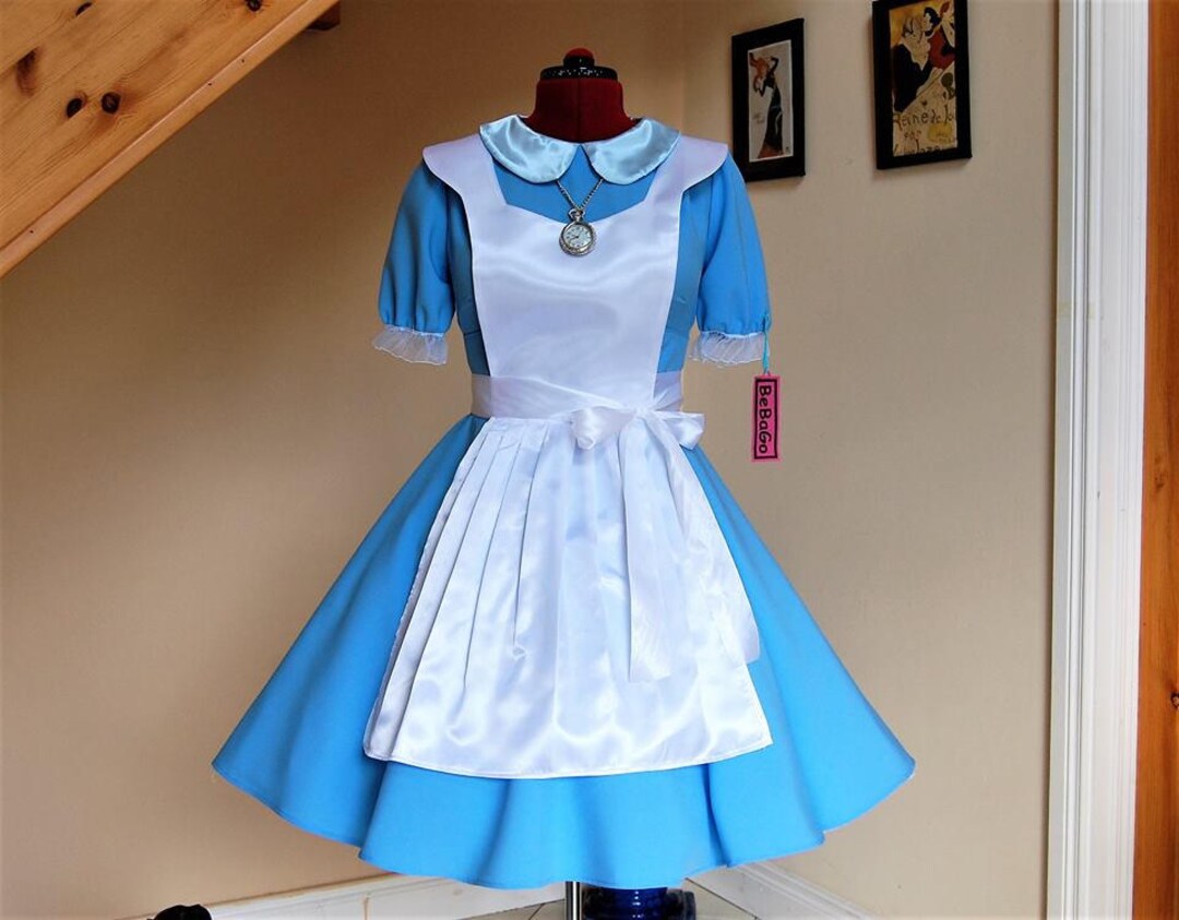 blue cosplay dress Classic With Apron Drop Length:21