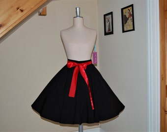 Black Full Circle Skirt , skater skirt , high waisted skirt.