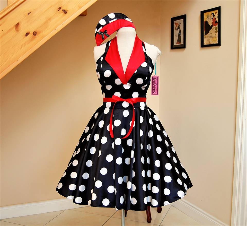 Pin up Dress Rockabilly Dress Polka & White . - Denmark