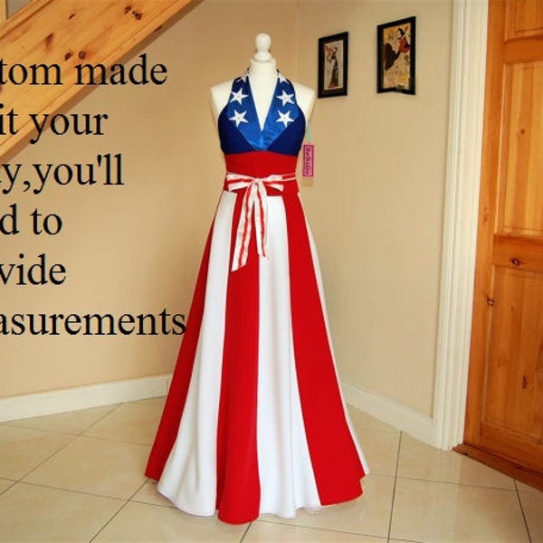 Vestido patriótico de América, vestido de bandera estadounidense. HECHO A MEDIDA!!