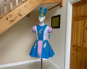 Musical Parade Dress with Hat Teal Pink Cartoon Inspired Theme Park Outfit