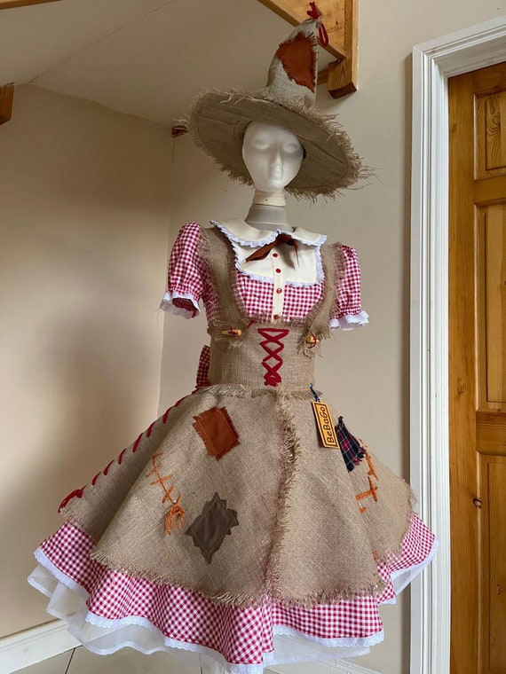 Halloween Scarecrow Costume, Burlap Farm Girl Dress