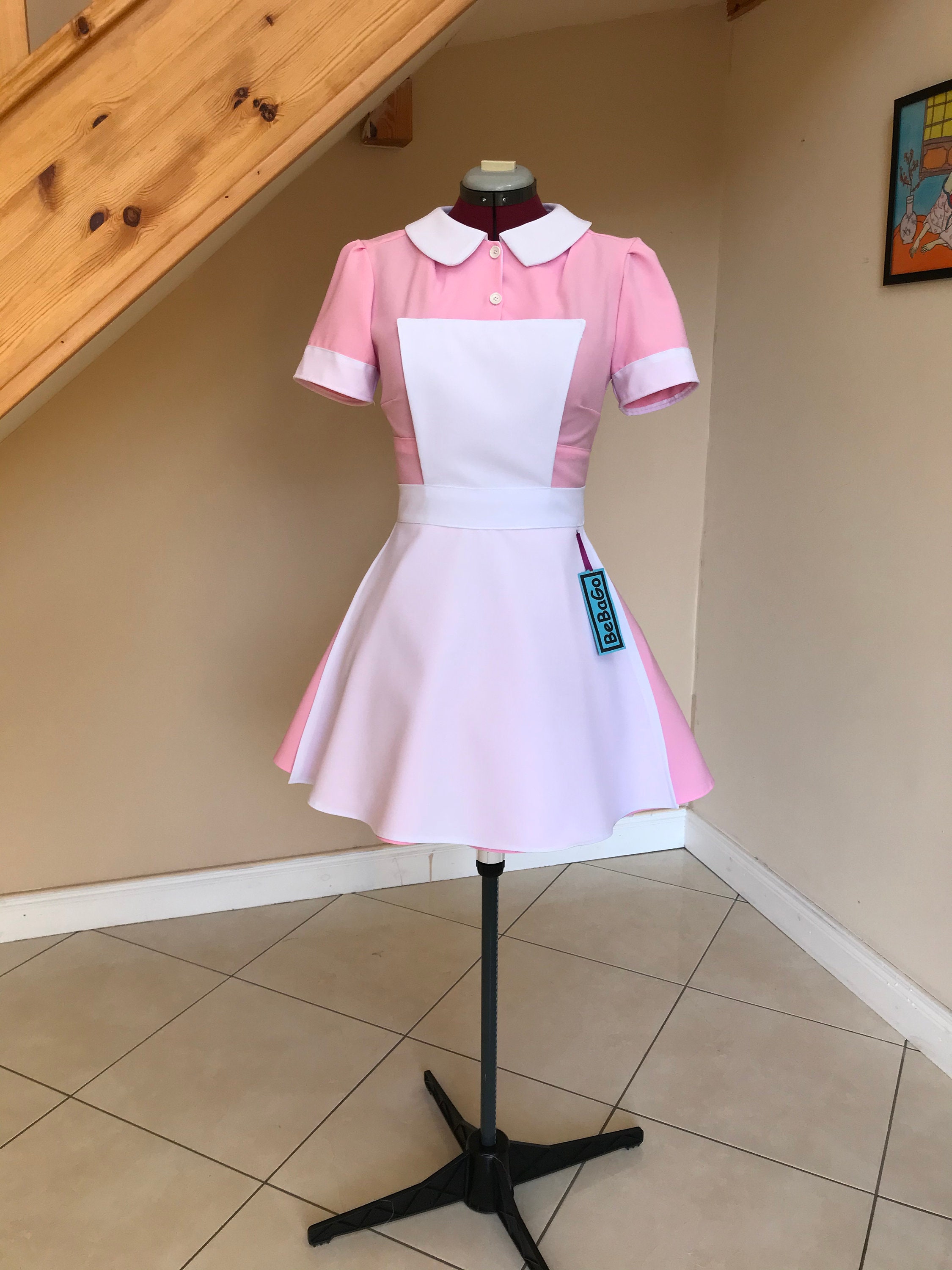pink nurse dress Cute Pink Nurse Uniform - High Quality 100% Cotton / ABDL Nurse / Scrubs / Nurse  Dress With Short Sleeves + Nurse Cap