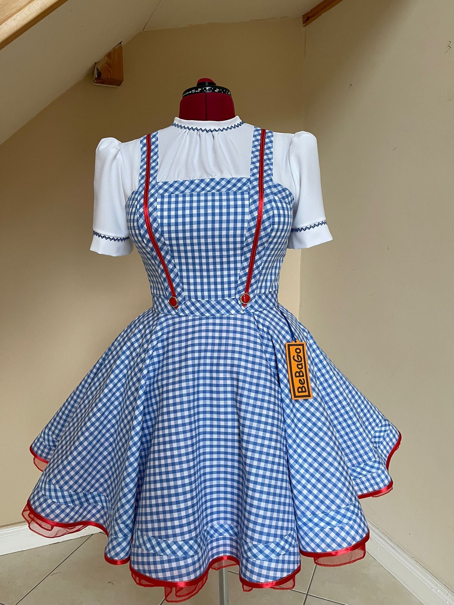 Blue and White Gingham Dress Made to Measure Costume Etsy Canada