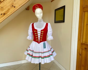 Oktoberfest Dress, Bavarian Inspired Festival Costume, Red White Green