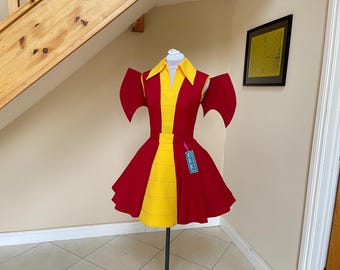 Lucky Dragon Inspired Costume Red Yellow Fantasy Cosplay Outfit Princess Style Handmade