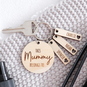 Mummy Keyring - Mothers day gift - This Mummy Belongs to - New Grandparent - Gift For Mum - New Mummy - Children's Names Key Ring