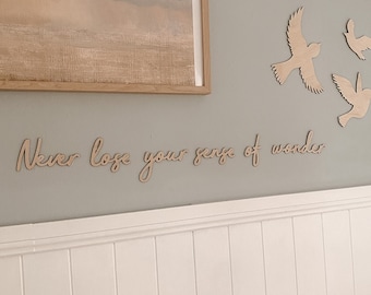 Never Lose Your Sense Of Wonder - Wood Sign - Adventure Decor - Scandi Style Decor - Gender Neutral Nursery - Kids Room - Wood Quote