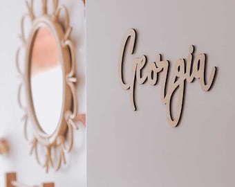 Kids Door Sign - Script Name Plaque - Wood Nursery Name Sign - Personalized Baby Gift - Kids Room Decor - Laser Cut Sign - Baby Name Plaque