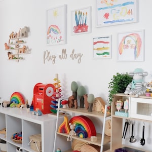 Play All Day - Play Sign - Neutral Playroom Decor - Playroom Art - Wood ...