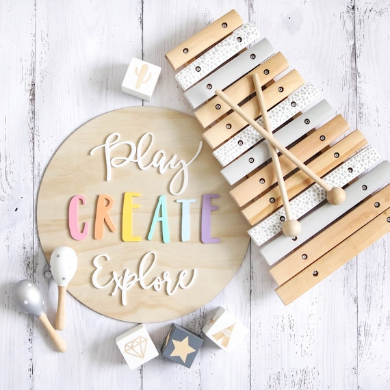 Playroom Wall Decor - Pastel Rainbow Kids Room Sign - Wooden playroom Art - Montessori Nursery Decor - Kids wall Hanging - Australian Made