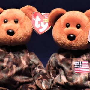 Hero Military TY Beanie Baby Errors Camo USA Freedom