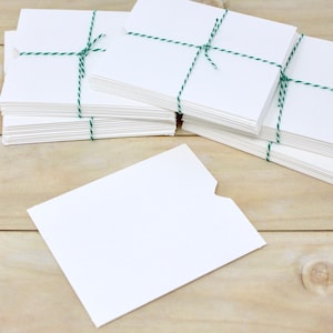 Enveloppes faites à la main - Lot de 50 - Enveloppes ouvertes blanches - 4 "x 3 1/2" - Convient aux cartes-cadeaux, cartes de visite, petites cartes, espèces, etc.