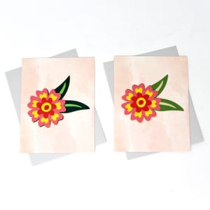 Lot de 2 cartes de correspondance fleur de pêcher - fleur vive - enveloppes gris clair, 4 1/4 x 5 1/2" - jolies cartes postales escargot, cartes de correspondance vierges