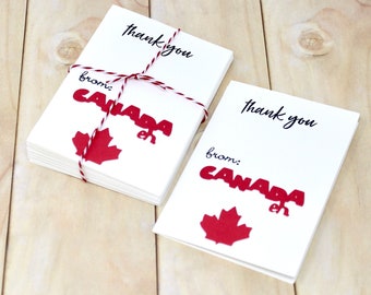 Thank You from Canada Eh - Small Thank You Cards - Set of 15 - Maple Leaf - 3 1/2" x 4" - Ideal for Gift Enclosure, Order Packaging, etc.