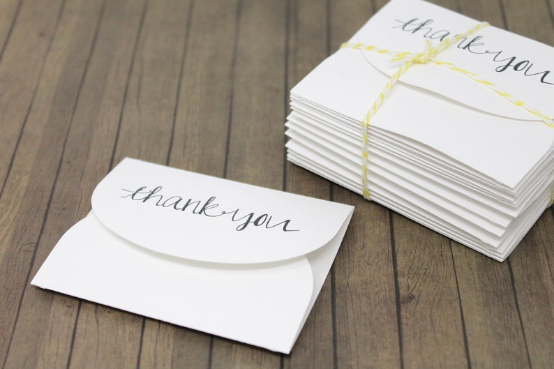 Thank You Note Cards Tri-Fold Opening with Velcro Set of 15 White Card Stock Small Thank You Cards 2 3/4 x 3 1/4 image 3