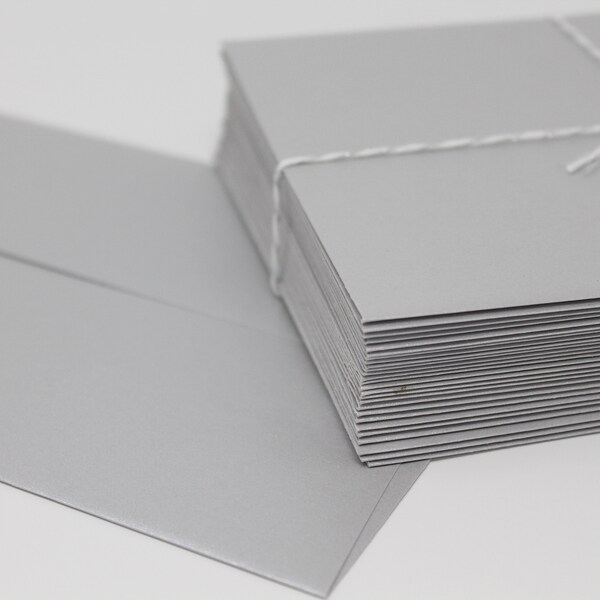 Silver Metallic Square Flap A7 Envelopes, Set of 25, 5 1/4" x 7 1/4", For 5x7 Cards