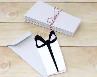 Present Note Cards with Envelopes - Set of 10 - Small Card Set - 2 1/2" x 5" - Gift Shaped Cards - Cute Stationery - Envelope Flap with Seal